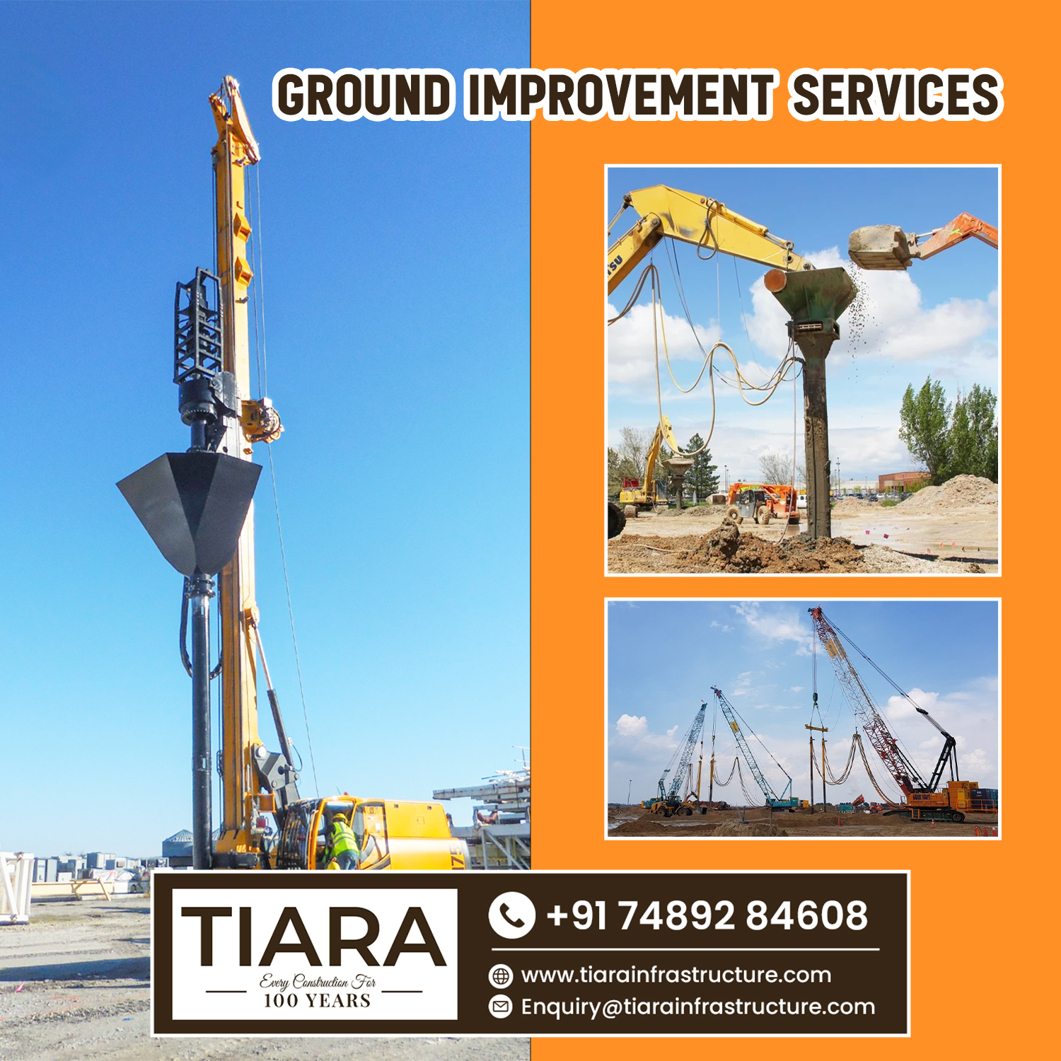 Call- 74892 84608, for Ground Improvement Contractors Services in India |Stone Piling, Soil Stabilization & Land Development by Tiara infra